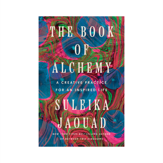 The Book of Alchemy by Suleika Jaouad, hardcover with a marbled pink, blue and green cover